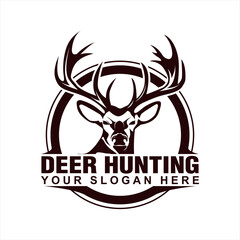 deer hunter logo vector illustration template vintage emblem design for club hunting activity