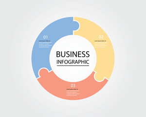 Business Infographic modern design template for banners and infographics for 3 jigsaw circle step 