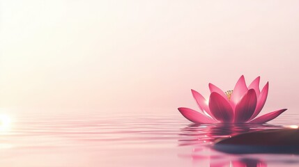 Vibrant Pink Lotus Flower Floating on Calm Water