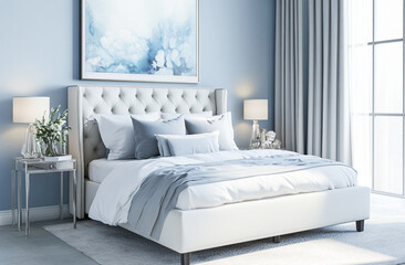 Stylish Modern Bedroom Interior with Minimalist Furniture and Soft Lighting Design