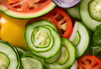 colorful vegetable slices in close-up
