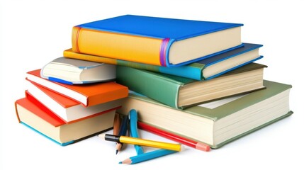 Colorful Stationery and Books on a Student Desk