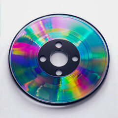 Close up photo of a cd or dvd, isolated on white background.
