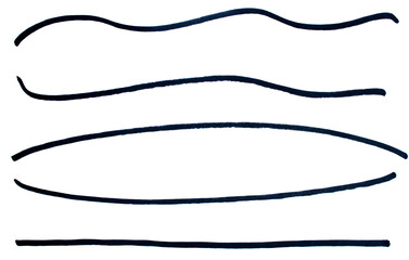 Set of hand drawn marker line design element, grunge strokes, doodle lines underline scribble
