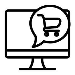 Online shopping icon on white background