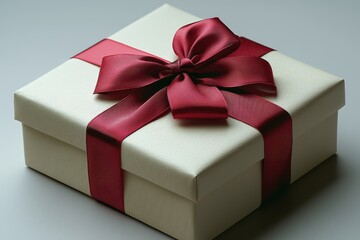 Elegant Gift Box with Crimson Ribbon Ready for Surprise
