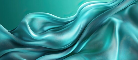 Fototapeta premium Abstract teal fabric flowing, smooth, silky texture background.