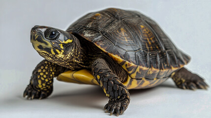 Obraz premium Marine turtle against a white background, showcasing the beauty of this aquatic animal
