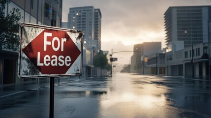 Urban For Lease Sign in Overcast Weather
