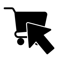 Trolley with cursor arrow. Shopping cart vector icon. Online shopping concept. Flat design vector illustration