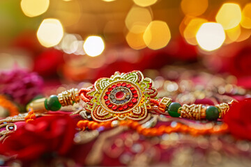 Greeting card with holiday composition for celebrate Raksha Bandhan