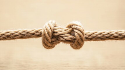 A close-up view of a knot tied in a rope.