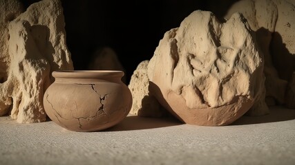 Cracked Clay & Honeycomb Chalk Mountains - Dramatic Landscape AI Art