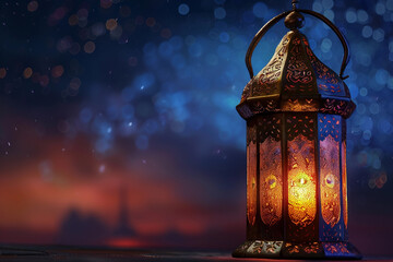 Beautiful greeting card with holiday composition for celebrate Ramadan