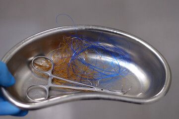 Surgical sutures of Polypropylene non-absorbable and catgut absorbable sterilized surgical needled...