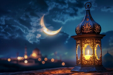 Beautiful greeting card with holiday composition for celebrate Ramadan