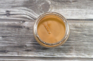 Biscuits butter spread, caramelized biscuit spread, Smooth spread with a creamy rich texture for pancakes, brownies, all desserts or just spread it on the toast, selective focus