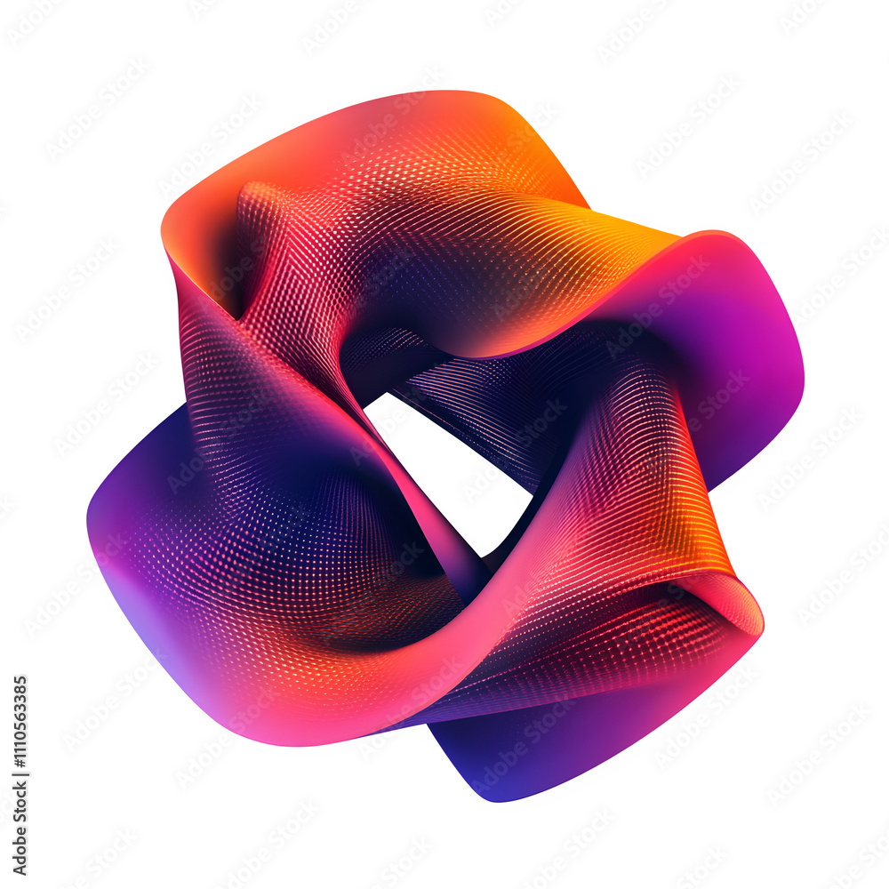 Poster vibrant abstract shape with flowing lines and bold colors, on a transparent background - ideal for c