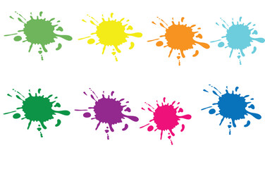 set of colorful ink splashes