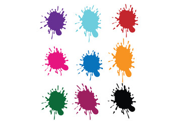 set of colorful ink splashes