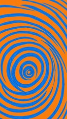 Blue Spiral pattern hand drawn design on Orange background illustration