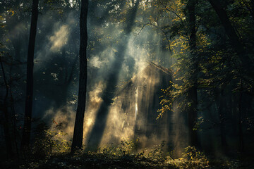 Obraz premium Fantastically door in wild forest leading to deep unknown