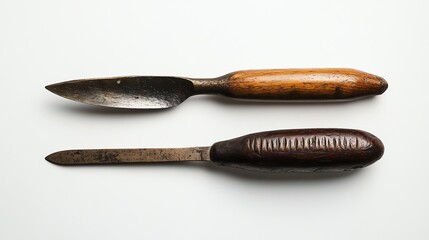 Two antique woodworking tools on a white background.