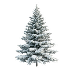 Obraz premium 3d rendering of a snow-covered pine tree, ideal for winter holiday designs, with transparent background