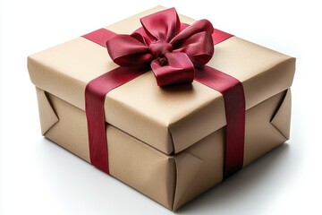 Obraz premium Elegant Gift Box with Maroon Ribbon Top