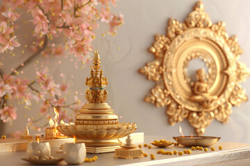 Fototapeta premium Beautiful greeting card with holiday composition for Akshaya Tritiya