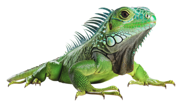 Iguana displaying features naturally, cut out - stock png.