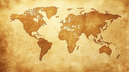 A vintage world map with a compass in the lower left corner.