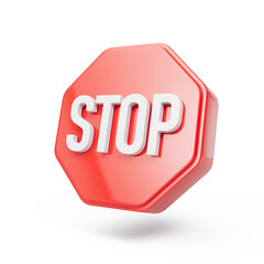 Stop sign. Red stop sign 3d icon. 3d Illustration