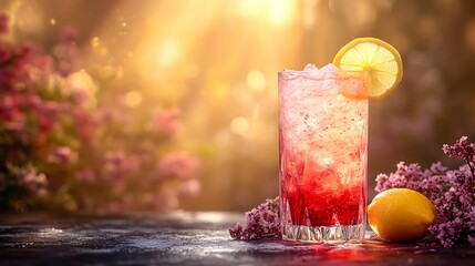 Sparkling Summer Citrus Drink with Flowers