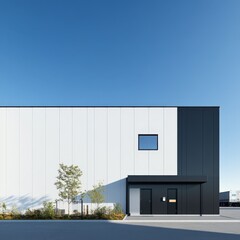 Obraz premium Modern industrial architecture factory exterior urban setting technology contemporary design