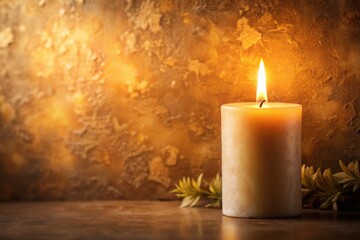 Tranquil Candle Light Texture with Soft Flame in the Left Position for Serene Backgrounds and Copy Space for Design Projects