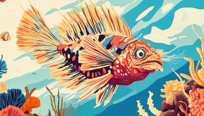 Colorful fish swimming in coral reef, vibrant underwater scene