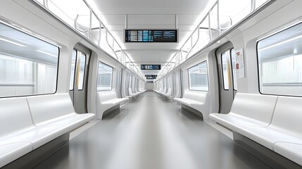 Fototapeta premium A sleek subway system with clear digital signage and bright interior lighting