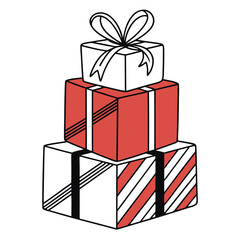 Modern Holiday Elegance A Stack of Bold Geometric Christmas Gifts Artwork