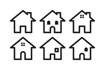 house icon line set - minimalist home and residential icons