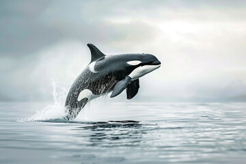 Fototapeta premium Fantastically beautiful majestic huge whale in deep ocean