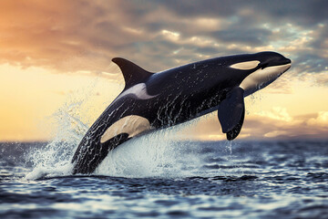 Fototapeta premium Fantastically beautiful majestic huge whale in deep ocean