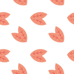 Pattern of stylized leaves in orange with red veins, arranged in a scattered, repeating pattern on a black background.
