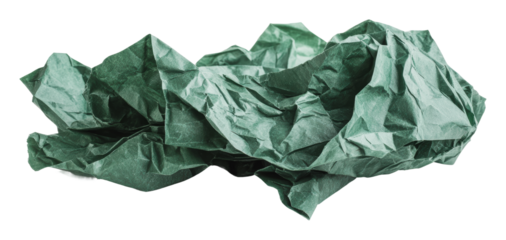 Crumpled green paper reveals creative potential, cut out - stock png.