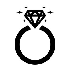 Diamond engagement ring icon, diamond wedding ring