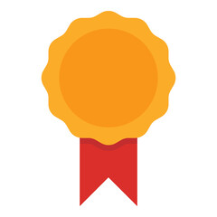 Golden award medal icon on white background