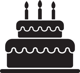 Birthday Cake icon symbol vector illustration isolated on white background, Cake icon in vector. Illustration