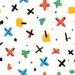 Colorful Abstract Pattern with X's and Shapes seamless, pattern, background, texture