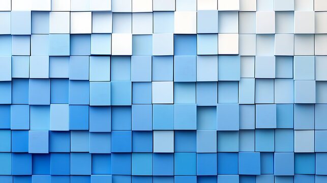 Blue square shapes forming a gradient pattern on a light background. 
