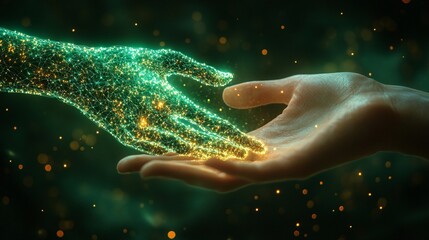 Hands Meeting in a Vivid Lifelike Depiction